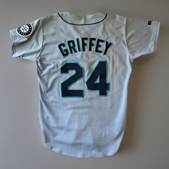 Vintage Ken Griffey JR Jersey 44 Gray 90s Russell Athletic Vintage - Picture 1 of 8